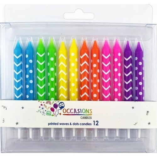 CANDLE WAVES&DOTS 12pk + Holders image 0