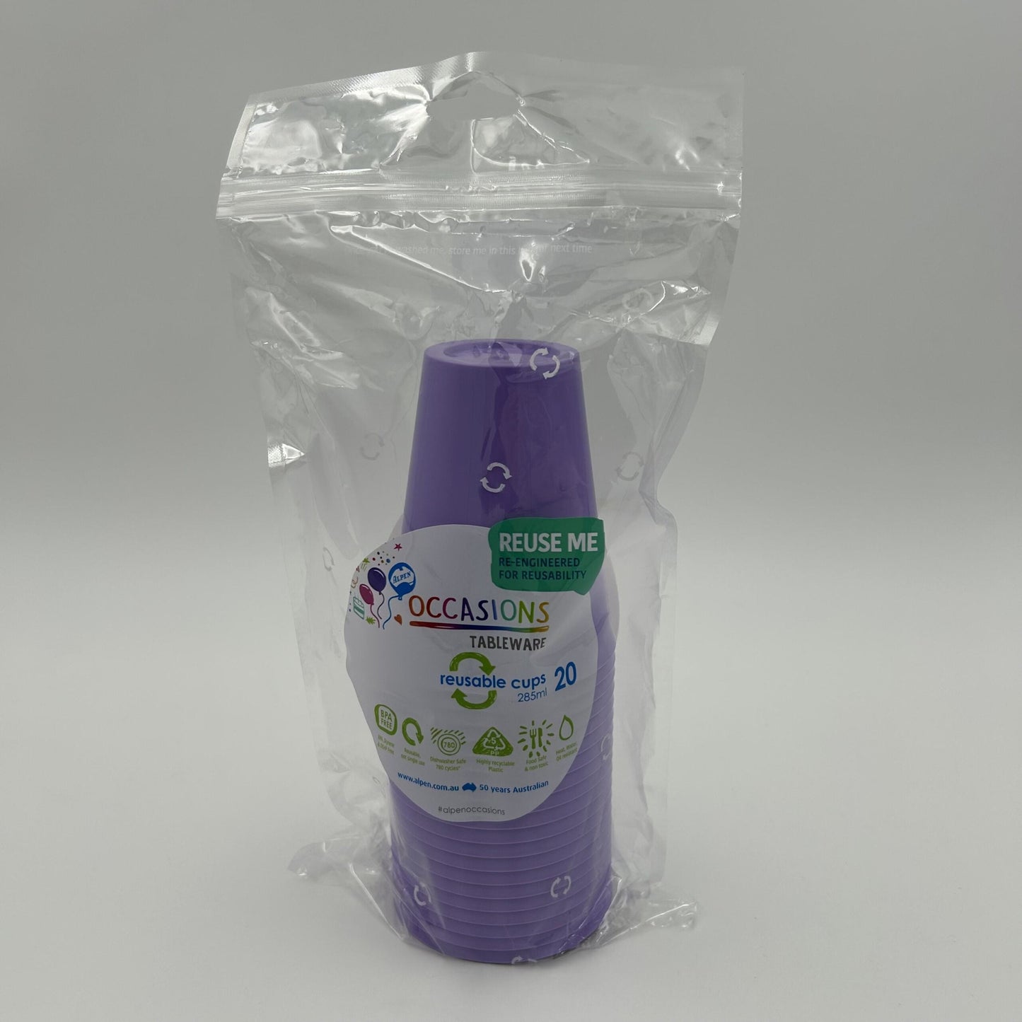 Lavender Plastic Cup 285ml Pack 20 image 0