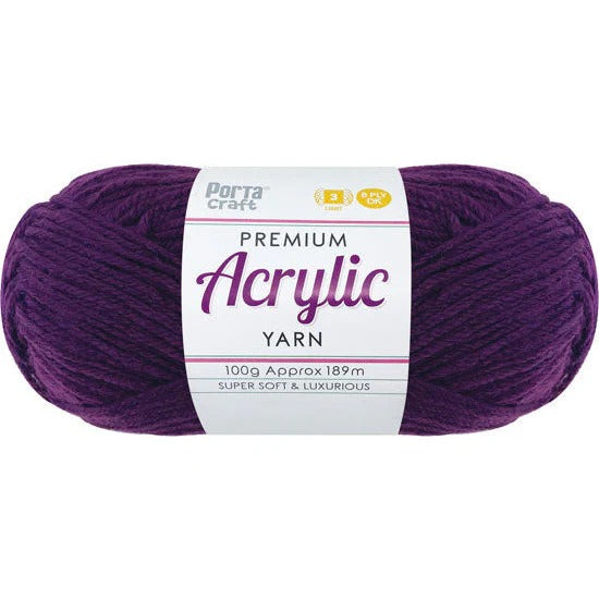 Acrylic Yarn 100g 189m 8ply - Purple