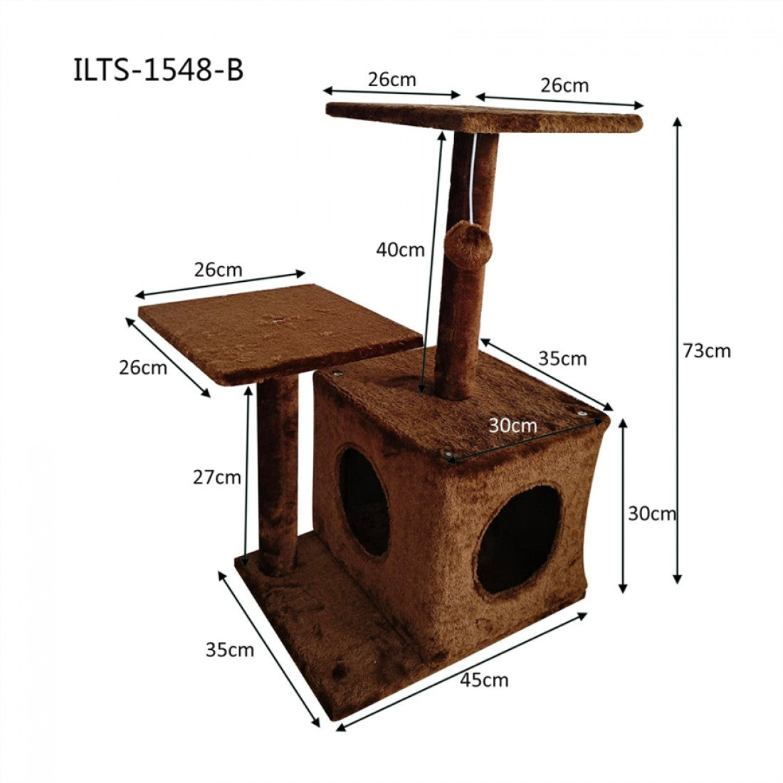 Purrfect Cat Pole 2 Tier 45*35*73cm Brown image 0