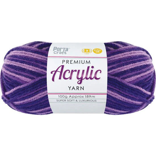 Acrylic Yarn 100g 189m 8ply - Purple Popper