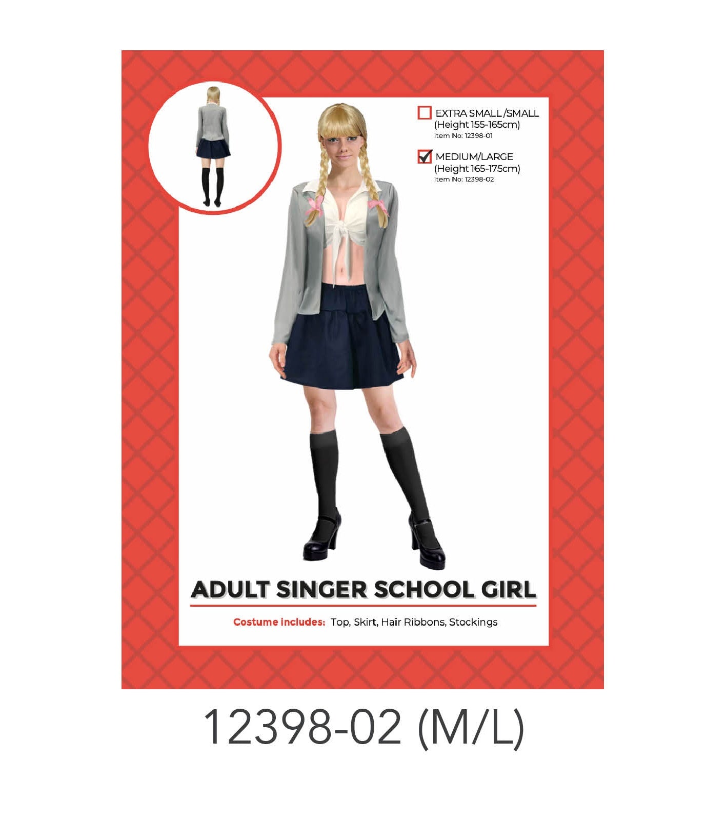 Adult Singer School Girl Costume (M/L)