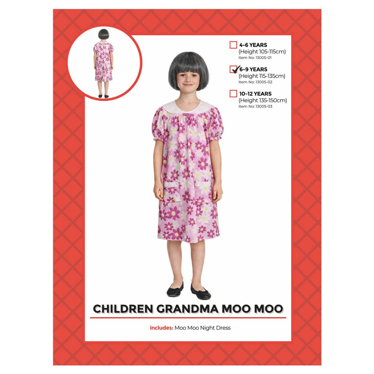 Childrens Grandma Moo Moo Costume (7-9 years)