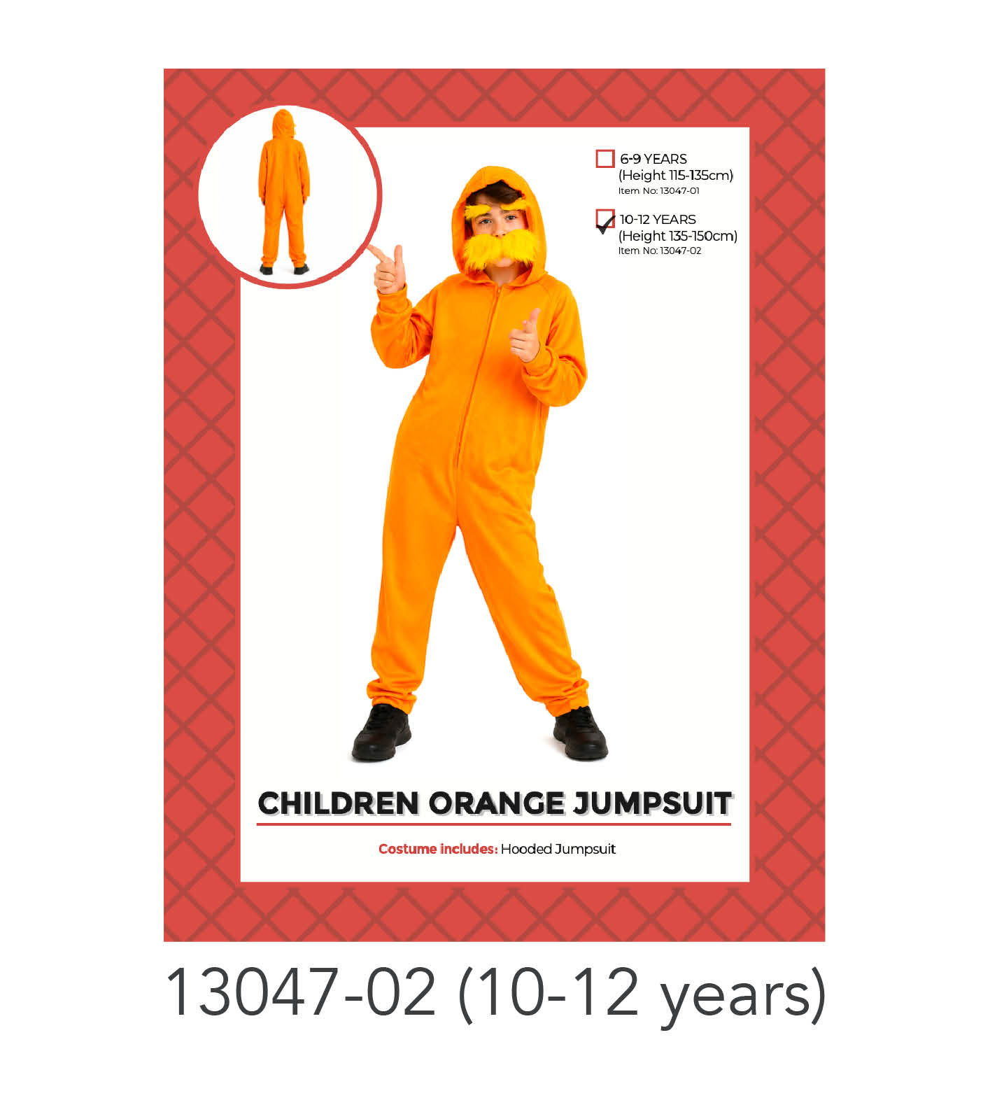 Children Orange Jumpsuit (9-12 years)