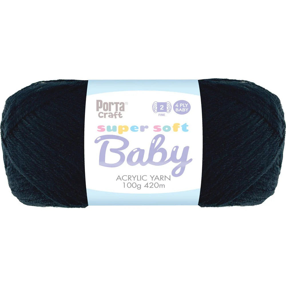 Super Soft Baby Acryl Yarn 420m 4ply Black