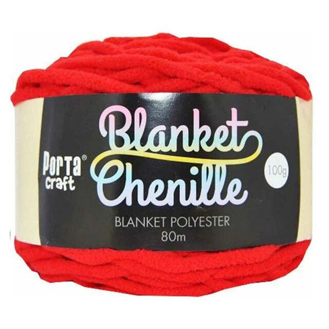 Chenille Blanket Yarn 100g 80m Solid Red