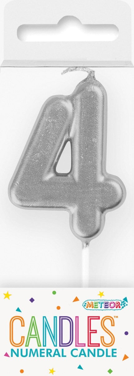 MINI SILVER NUMERAL CANDLE - 4 image 0