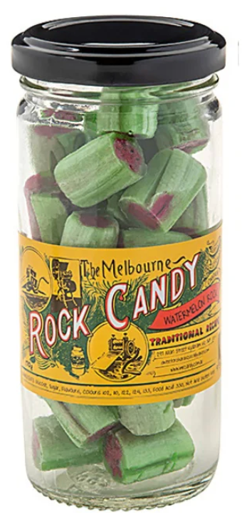 The Melbourne Rock Candy Watermelon Rock Glass Jar 170g