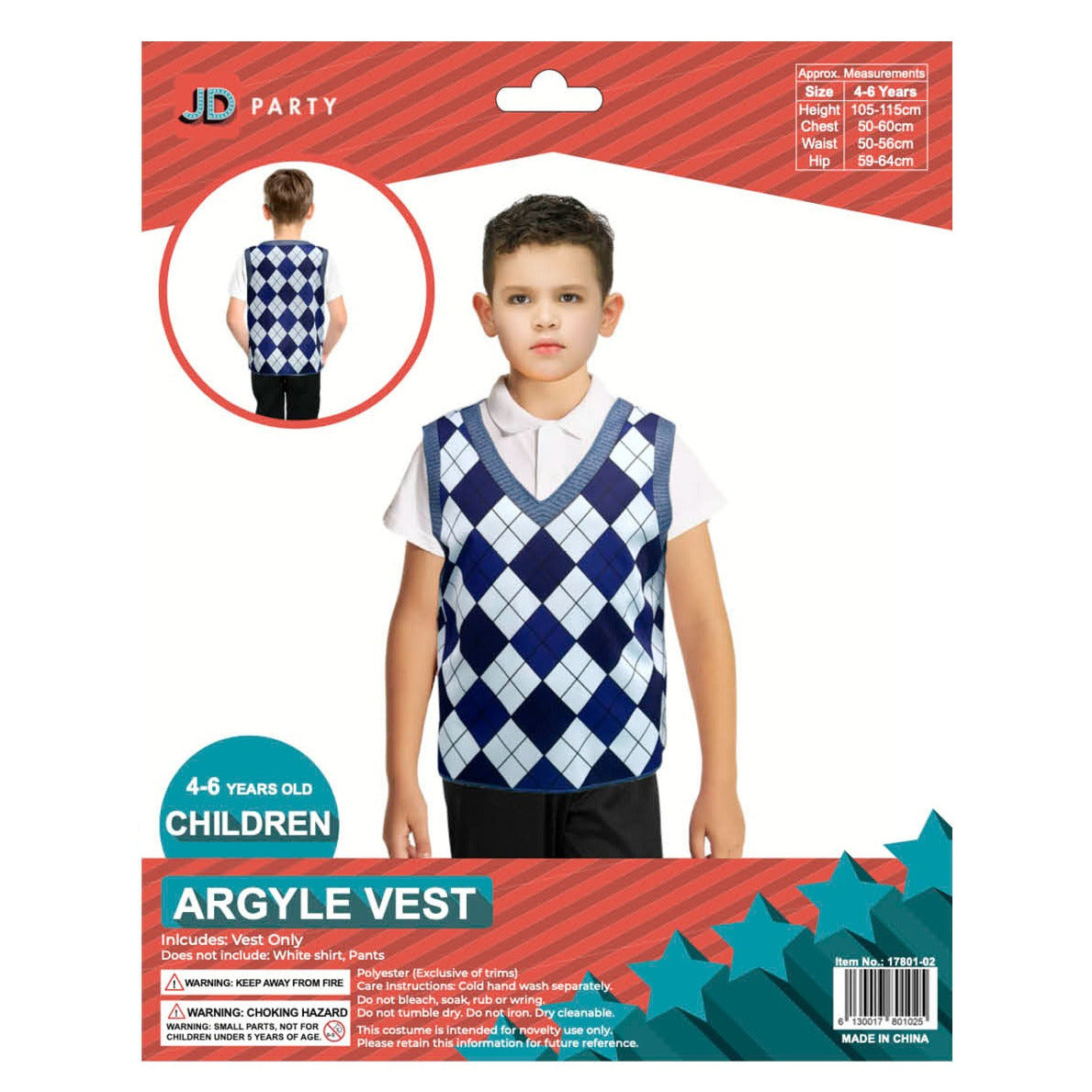 Childrens Grandpa Argyle Vest - Blue