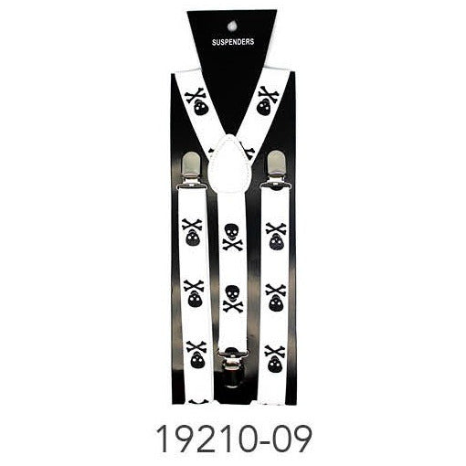 Suspender (Pattern) White with Black Skull image 0
