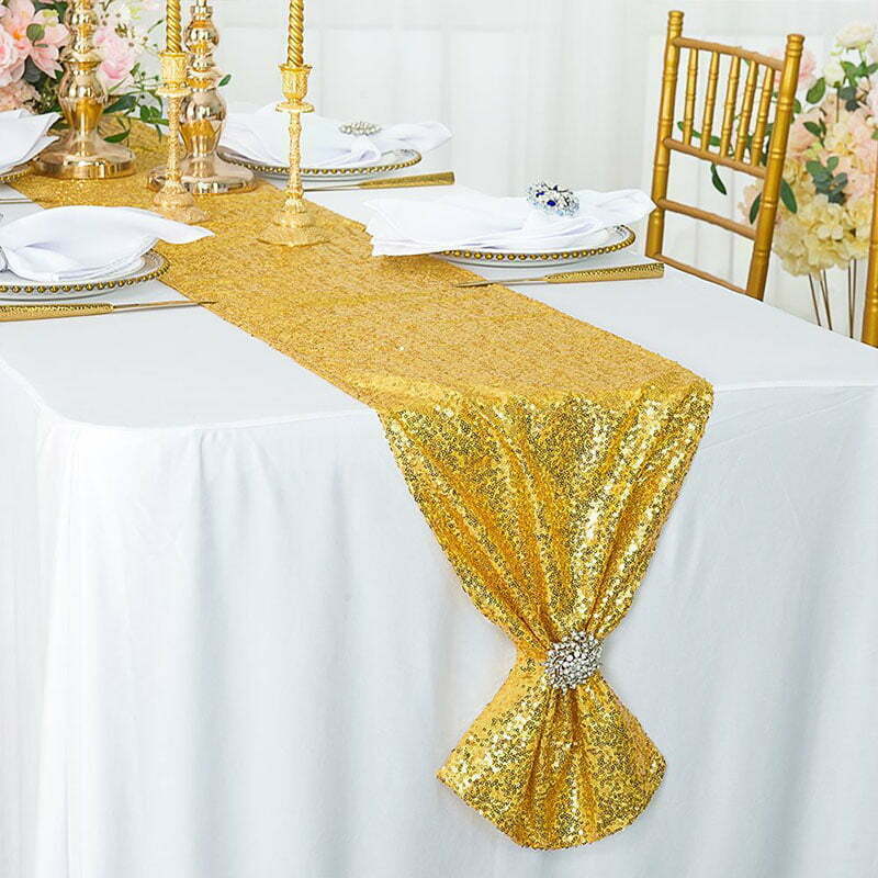 Gold Sequin Table Runner - 1.8m image 0
