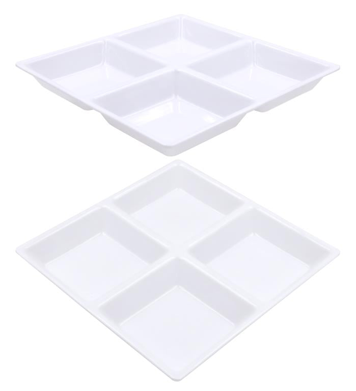 White Melamine (4 Section) Condiment Tray - 22CM x 22CM image 0