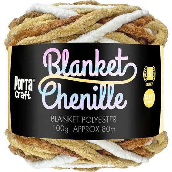 Chenille Blanket Yarn 100g 80m Multi Coffee Swirl
