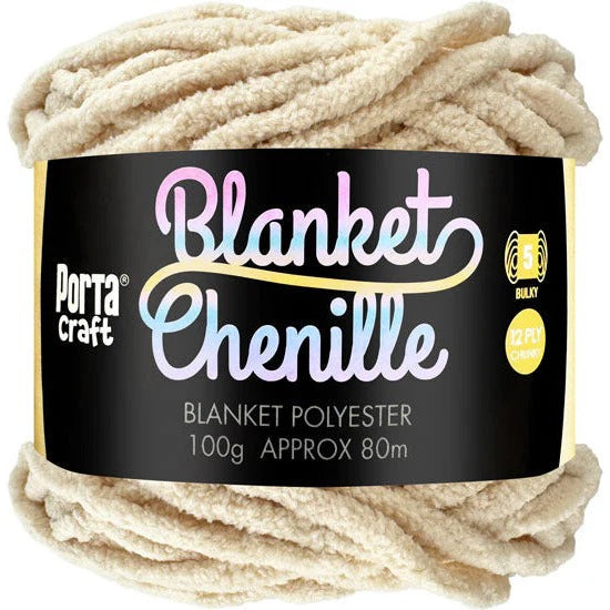 Chenille Blanket Yarn 100g 80m Solid Flat White
