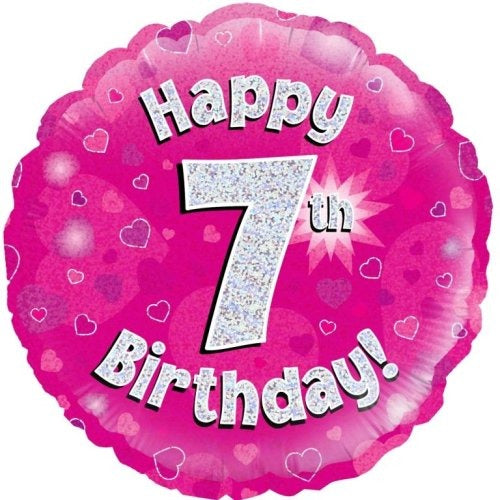 Foil Balloon 45cm Pink Holo Happy Birthday #7