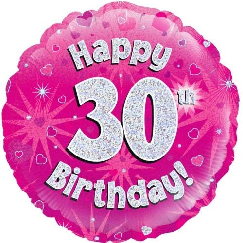 Foil Balloon 45cm Pink Holo Happy Birthday #30