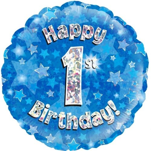 Foil Balloon 45cm Blue Holo Happy Birthday #1