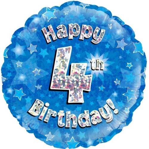Foil Balloon 45cm Blue Holo Happy Birthday #4