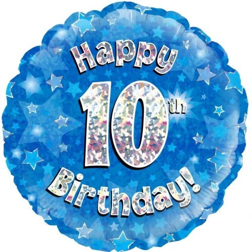 Foil Balloon 45cm Blue Holo Happy Birthday #10