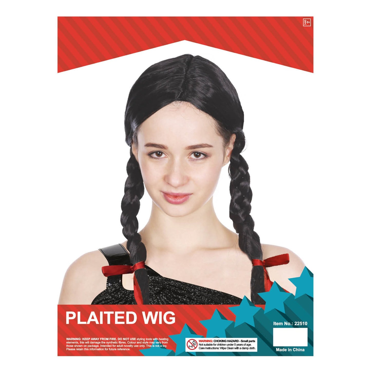 Long Plaited Wig Black image 0