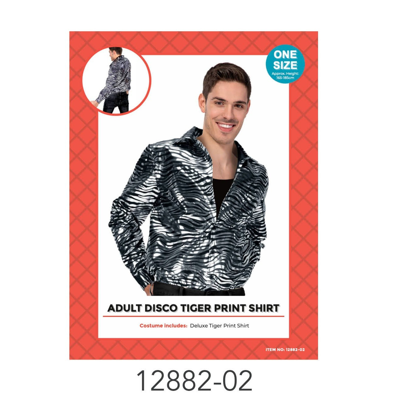 Adult Deluxe Tiger Print Shirt (Silver) image 0