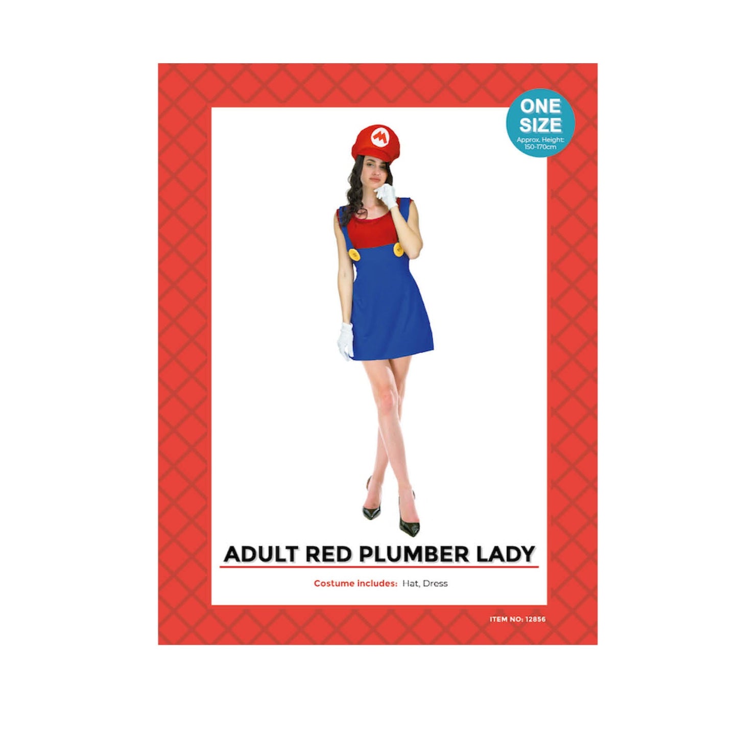 Adult Red Plumber Girl Costume image 0