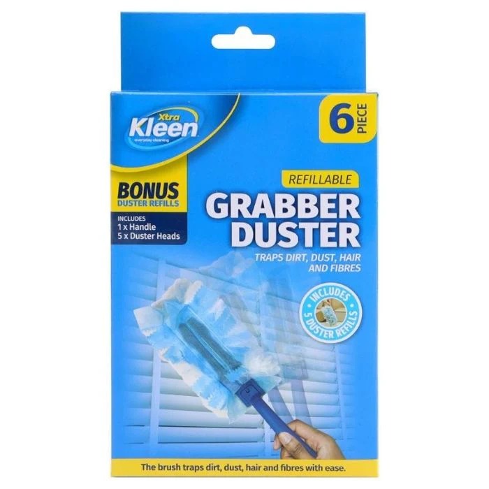 Grabber Duster with 5x Refills - 6pc Set Includes 1x Reusable Handle, 5x Disposable Refills