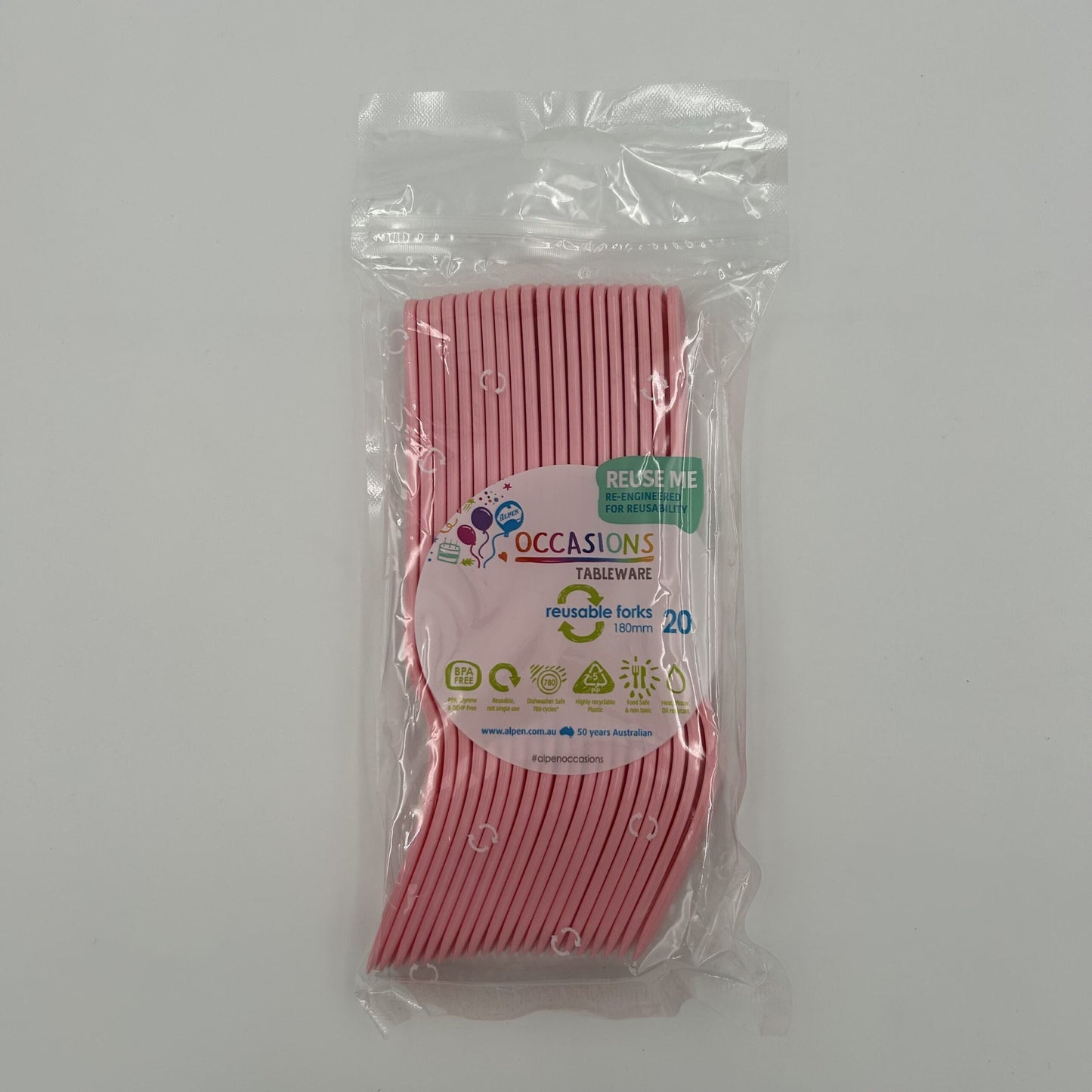 Light Pink Plastic Fork Pack 20 image 0