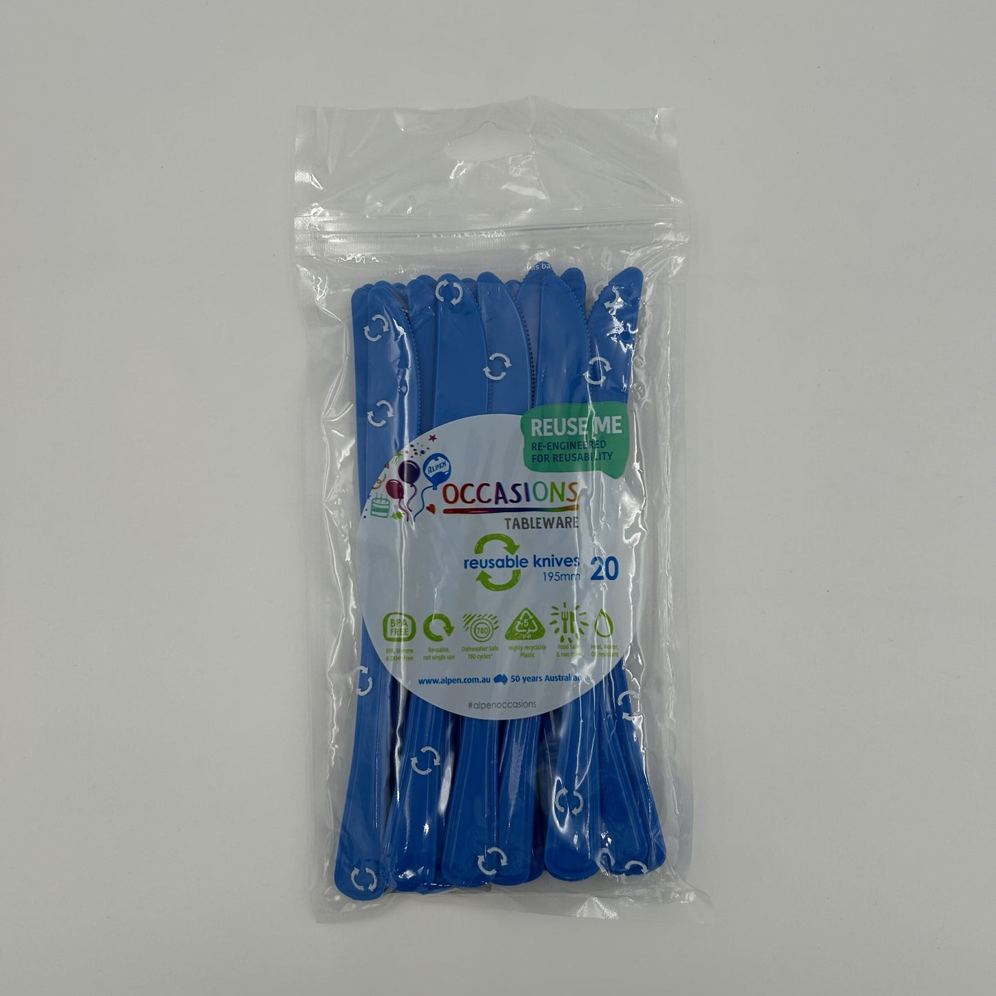 Royal Blue Plastic Knife Pack 20 image 0