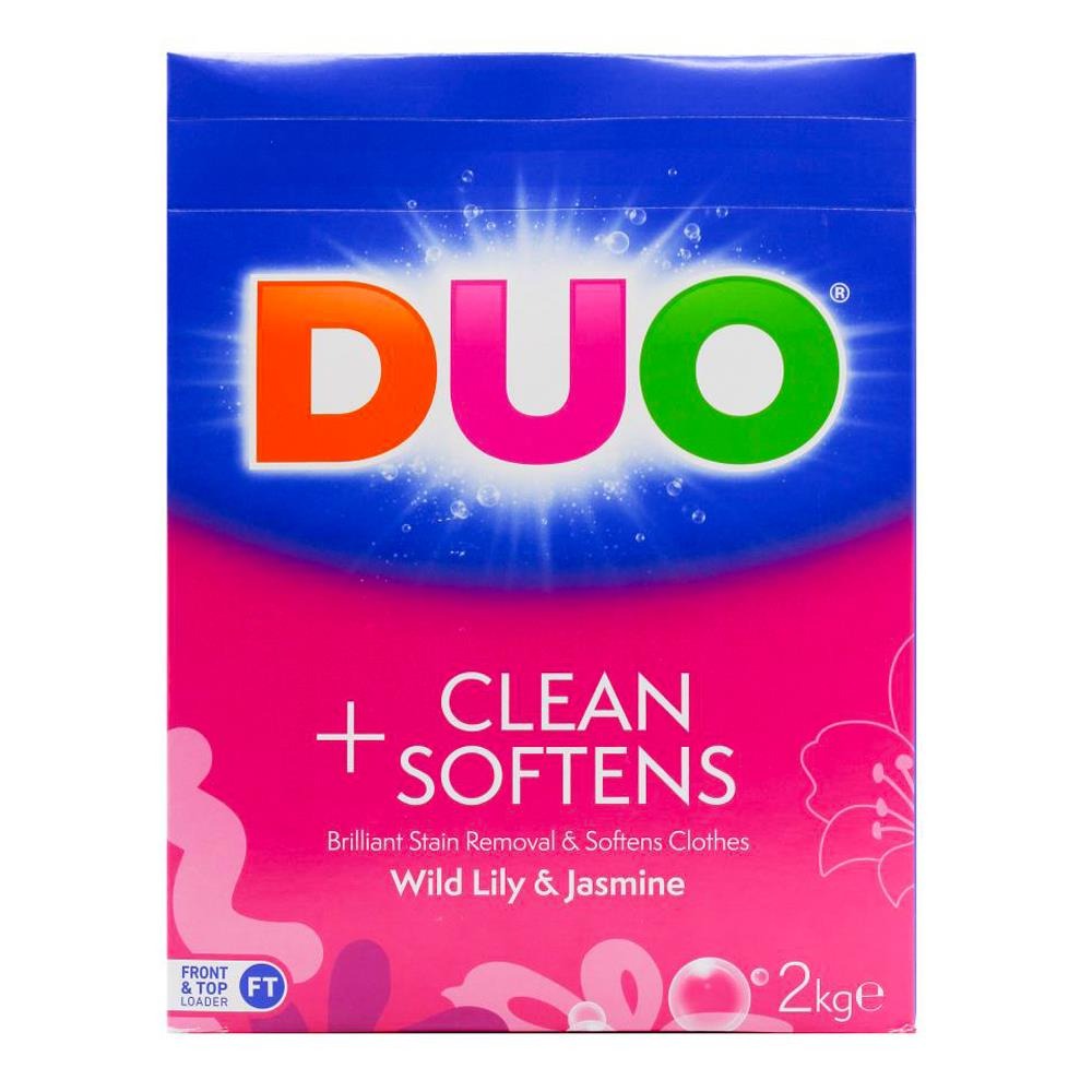 DUO 2kg LAUNDRY POWDER FRONT & TOP LOADER CLEANS & SOFTENER EXOTIC TIGER LILY