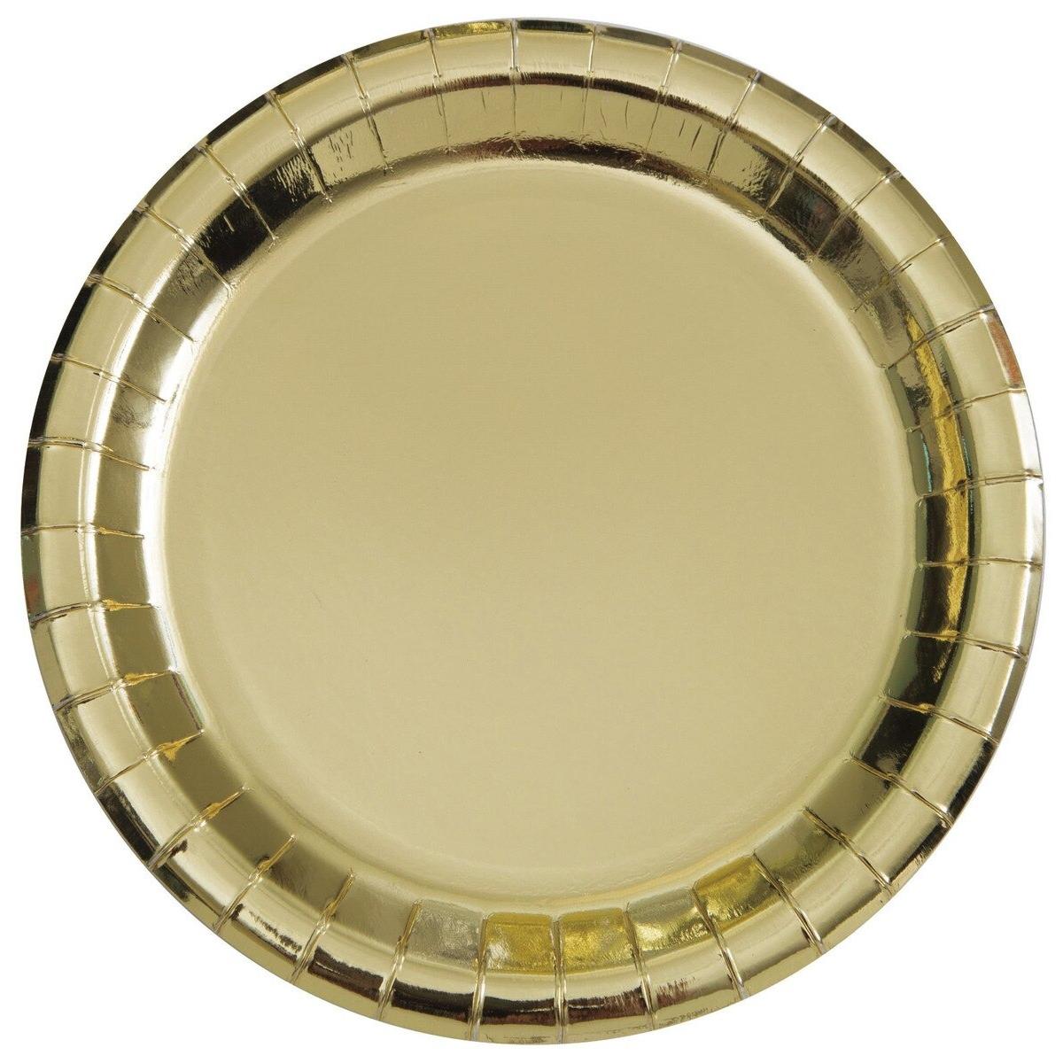 Gold Foil 23cm 8pk Paper Plates