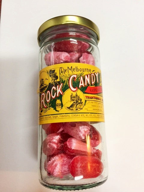 The Melbourne Rock Candy Raspberry Rock Glass Jar 170g
