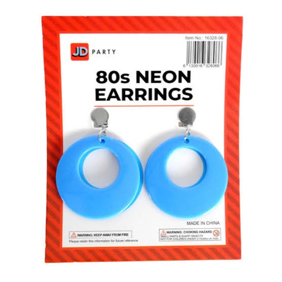 Neon 80s Earrings (Blue) image 0