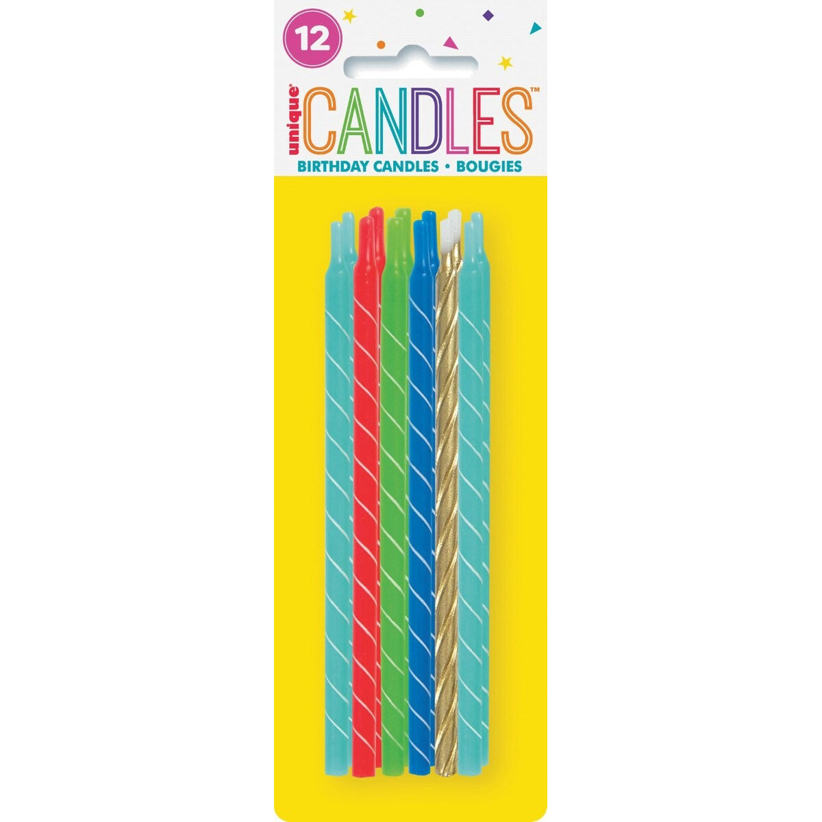 12 BRIGHT SPIRAL CANDLES - 5" image 0