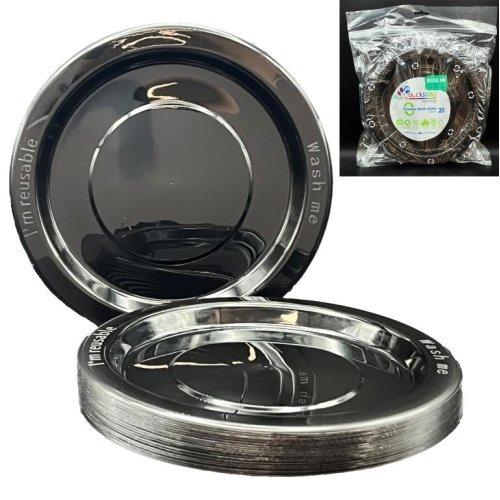 Black Plastic Dinner Plates Pack 20
