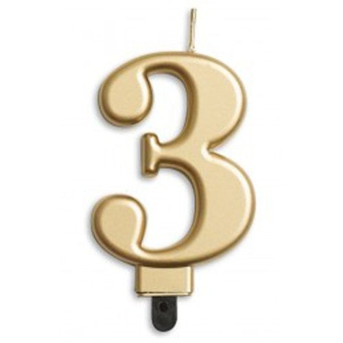 CANDLE NUMERAL JUMBO GOLD #3 image 0