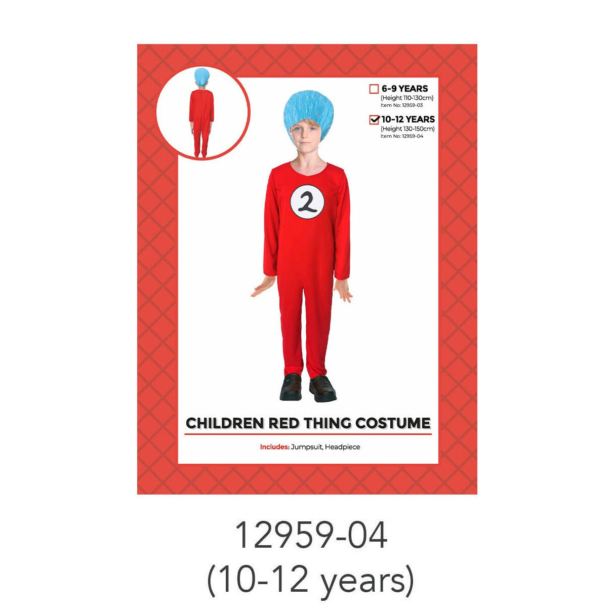Children Red Thing 2 Costume 10-12 Years image 0