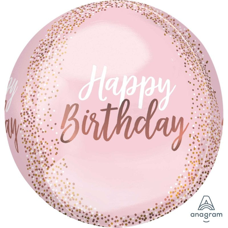 Orbz XL Blush Happy Birthday Balloon 40cm