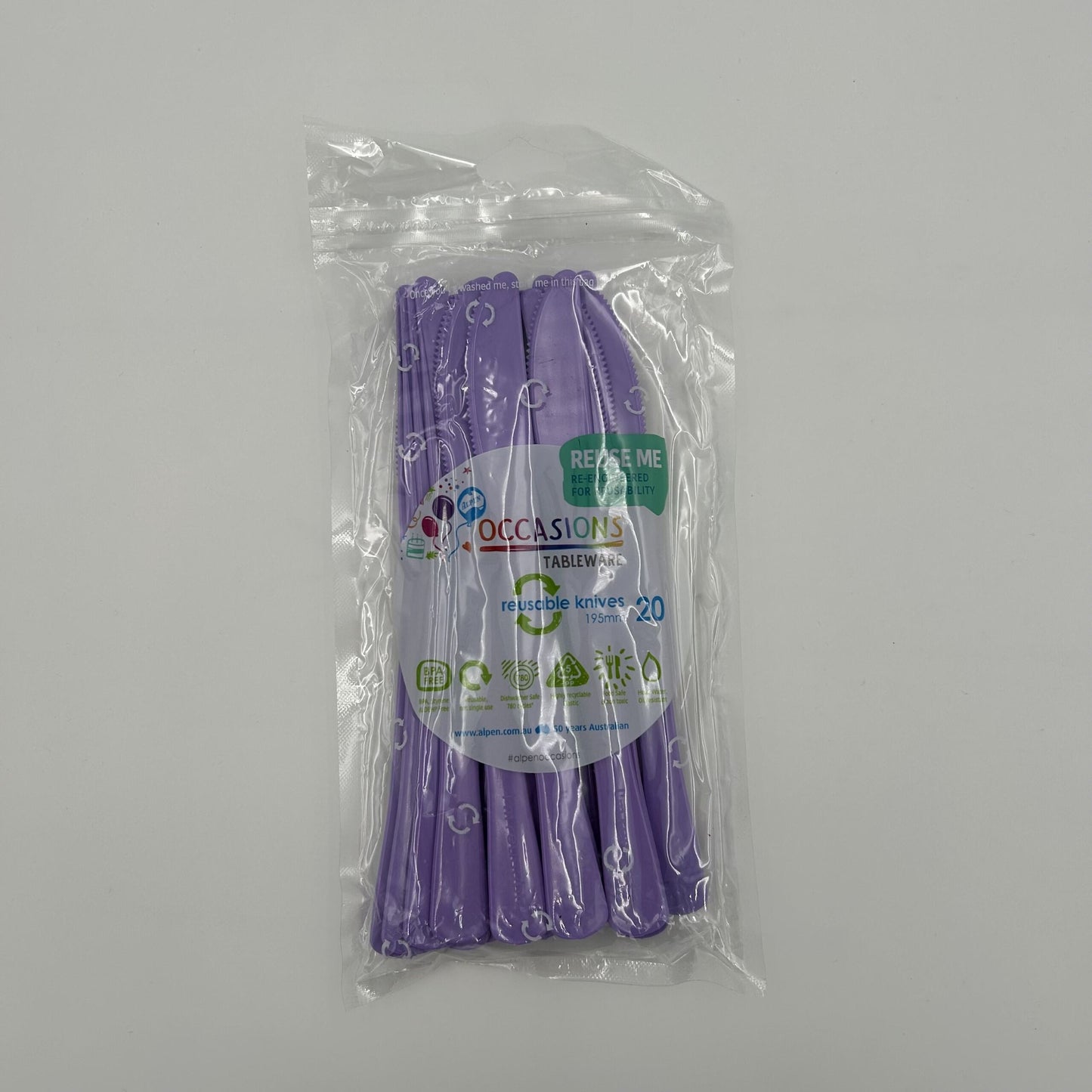 Lavender Plastic Knife Pack 20 image 0