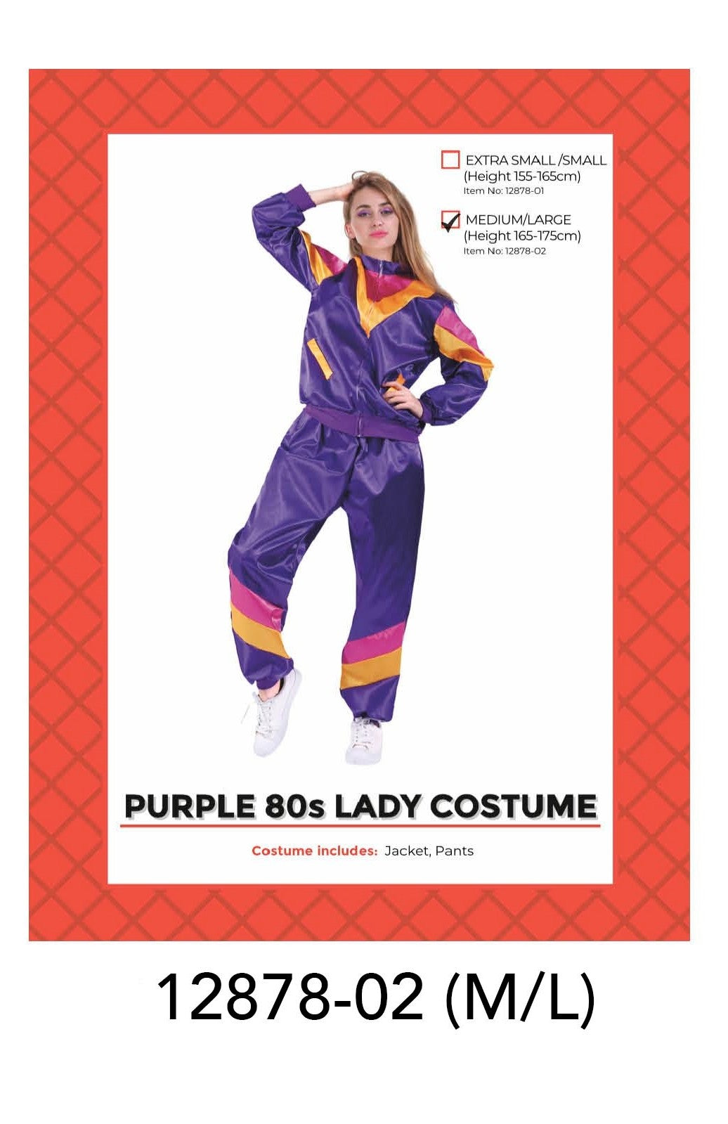 Adult 80s Lady Track Suit Costume (Purple) L/XL image 0