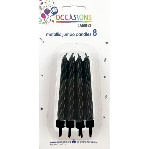 CANDLE JUMBO METALLIC BLACK 8 WITH HOLDERS image 0