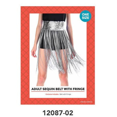 Sequin Belt with Fringing (Silver) image 0