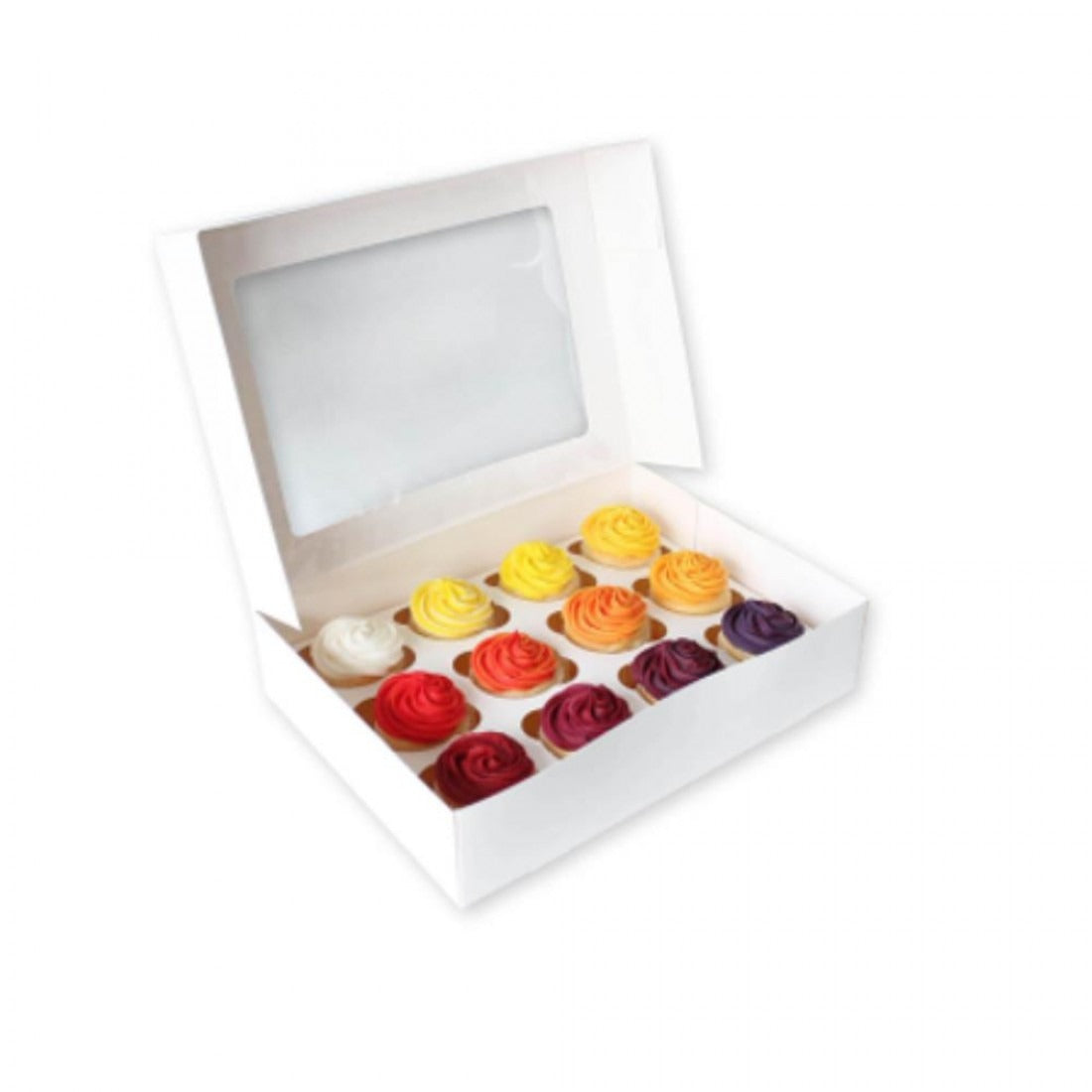 12 Holds White Cupcake Box (13x10x4in) (5 Pack) image 0