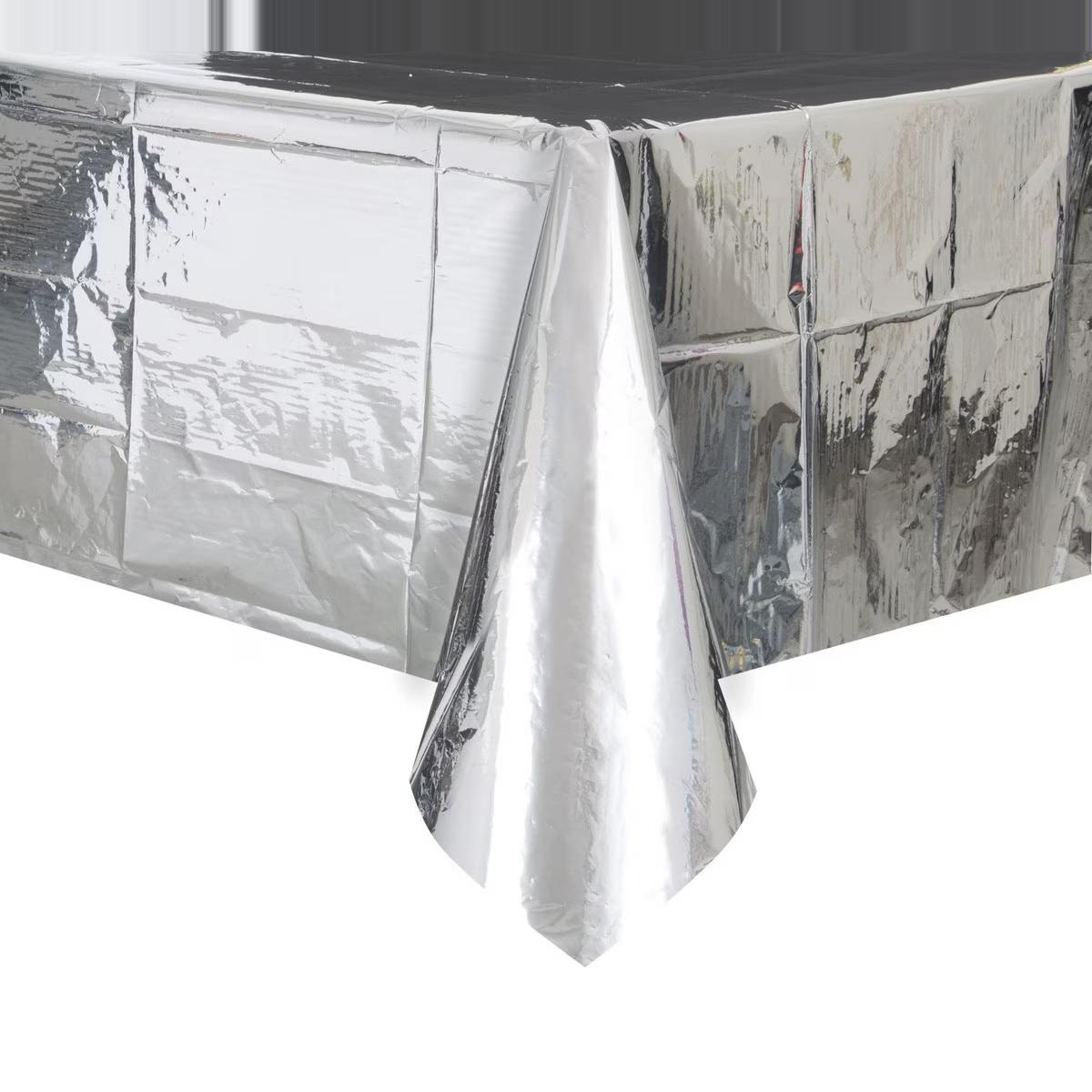 Plastic Rectangle Table Cover 2.1 X 1.3M - Silver Foil