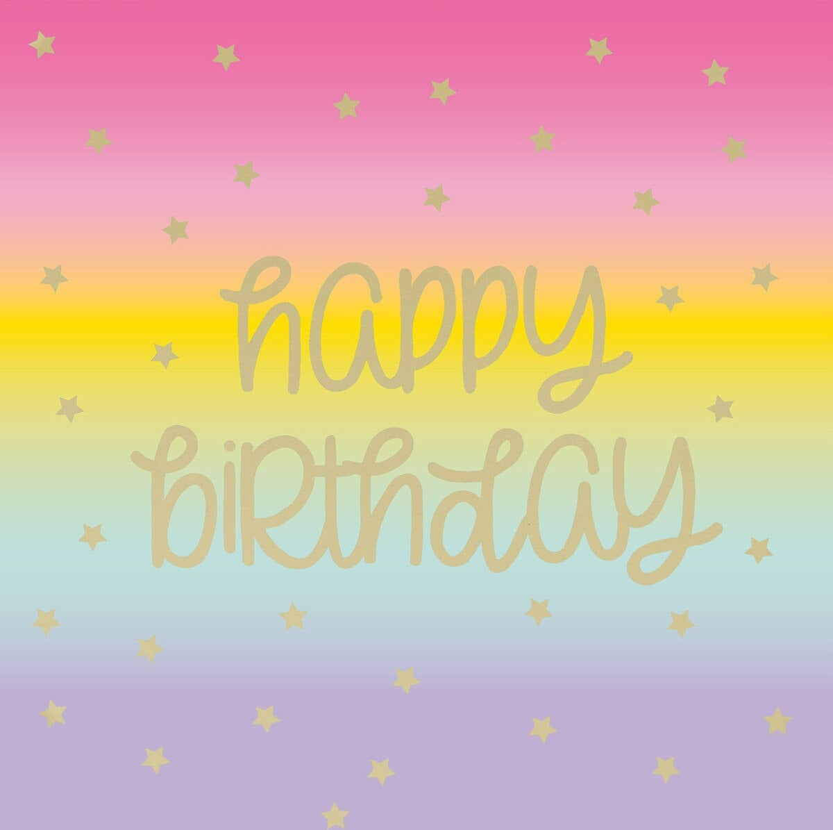 Rainbow Star Happy Birthday Foil Stamped Lunch Napkins 16pk