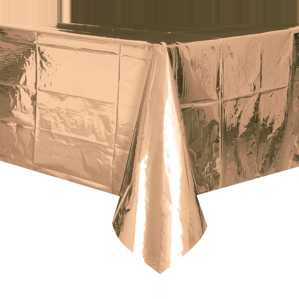 Plastic Rectangle Table Cover 2.1 X 1.3M - Rose Gold Foil