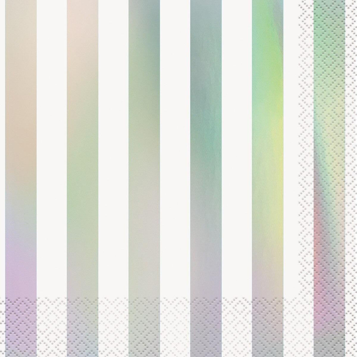 Iridescent Foil Stripe 16pk Lunch Napkins