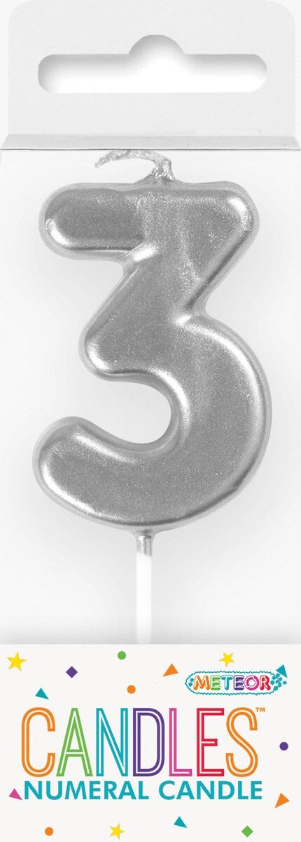 MINI SILVER NUMERAL CANDLE - 3 image 0