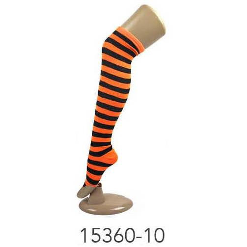 Over The Knee Socks (Orange with Black) image 0