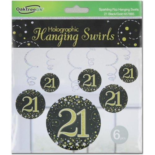 Sparkling Fizz Black & Gold Hanging Swirl #21 Pk6 image 0